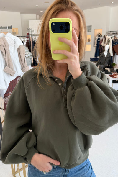 Piper Snap Button Collared Sweater Olive