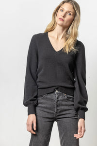 Full Sleeve V-Neck Sweater Black