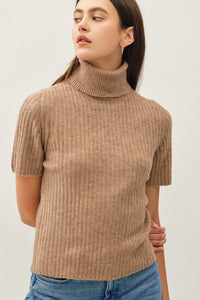 Chunky S/S Turtleneck Brown