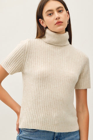 Chunky S/S Turtleneck Oatmeal