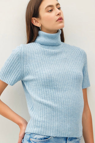 Chunky Ribbed Turtleneck Sky