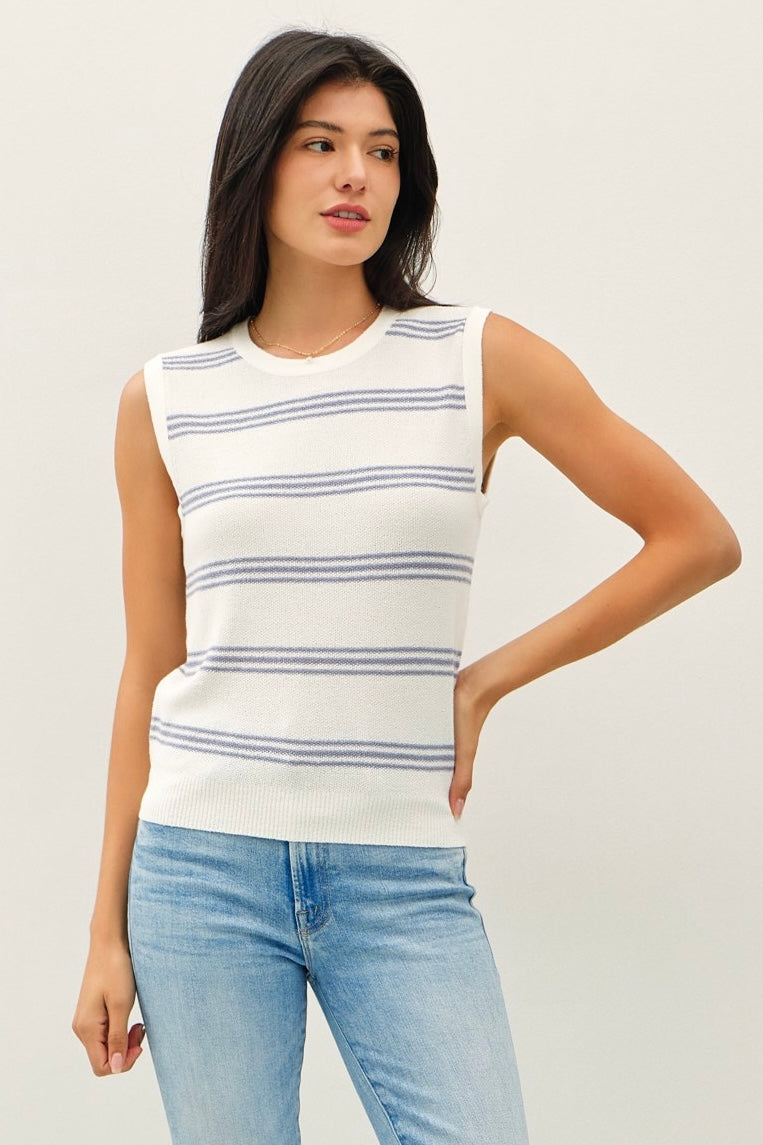 Triple Stripe Sweater Tank
