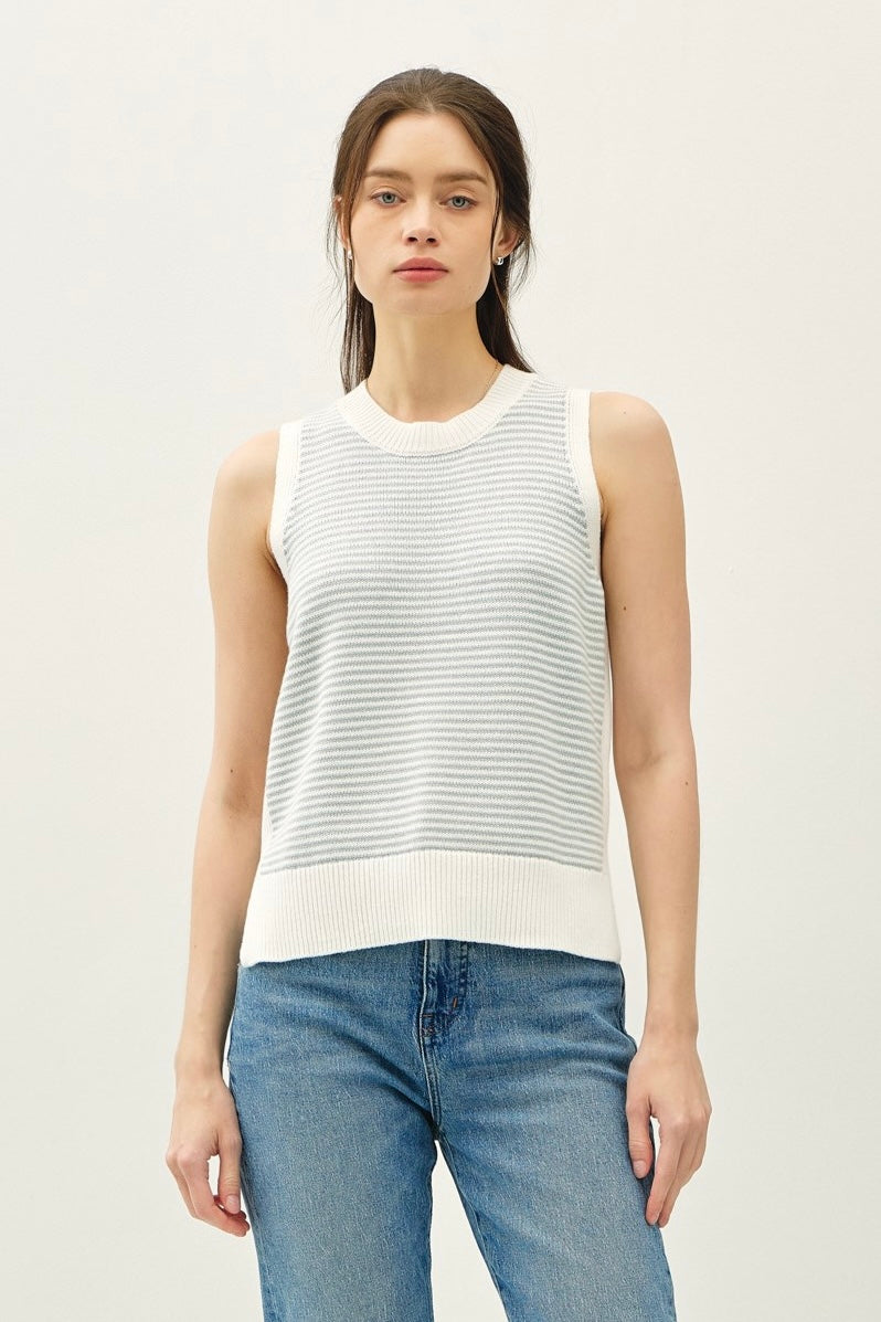 Striped Sweater Tank (Lt. Jade)