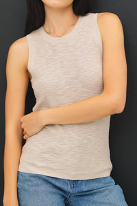 Sleeveless Slub Knit Top (Taupe)