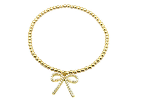 Gold Filled Bead Bracelet W/Bow