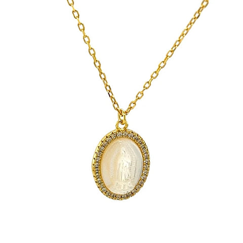 VIRGIN MARY NECKLACE MOTHER OF PEARL