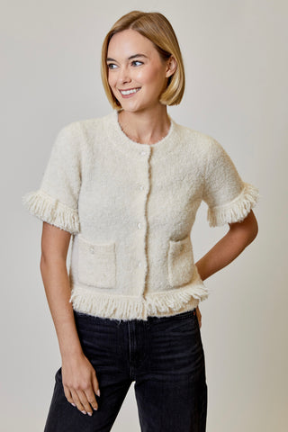 Boucle Fringe Cardigan