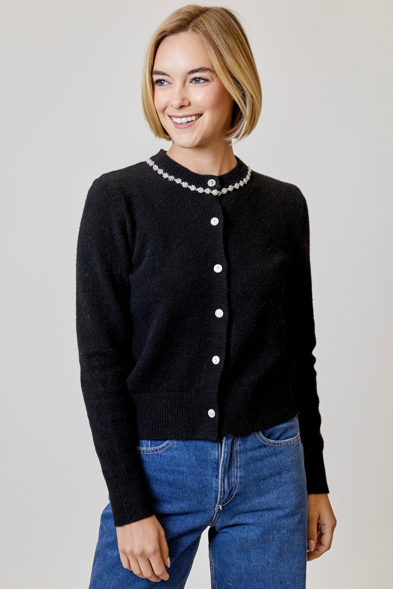 Gemstone Trim Cardigan