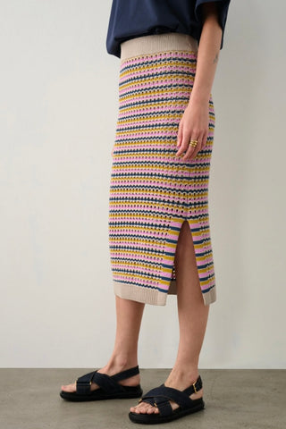 Cotton Blend Mesh Skirt