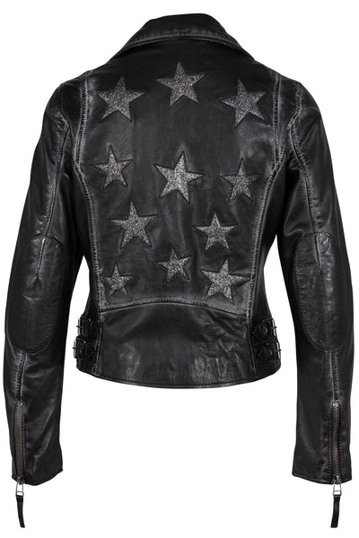 Leather Jacket W/ Silver Glitter Stars