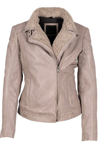 Leather Jacket W/ Teddy Fur Trim