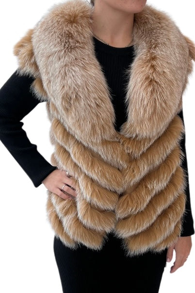 Reversible Short Fur Vest (Camel)