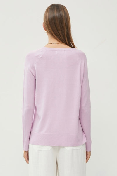 Raglan Sleeve Knit Sweater Lavender