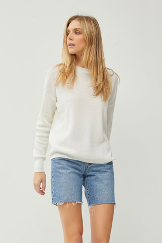 Drop Shoulder Ribbed Sweater OffWhite