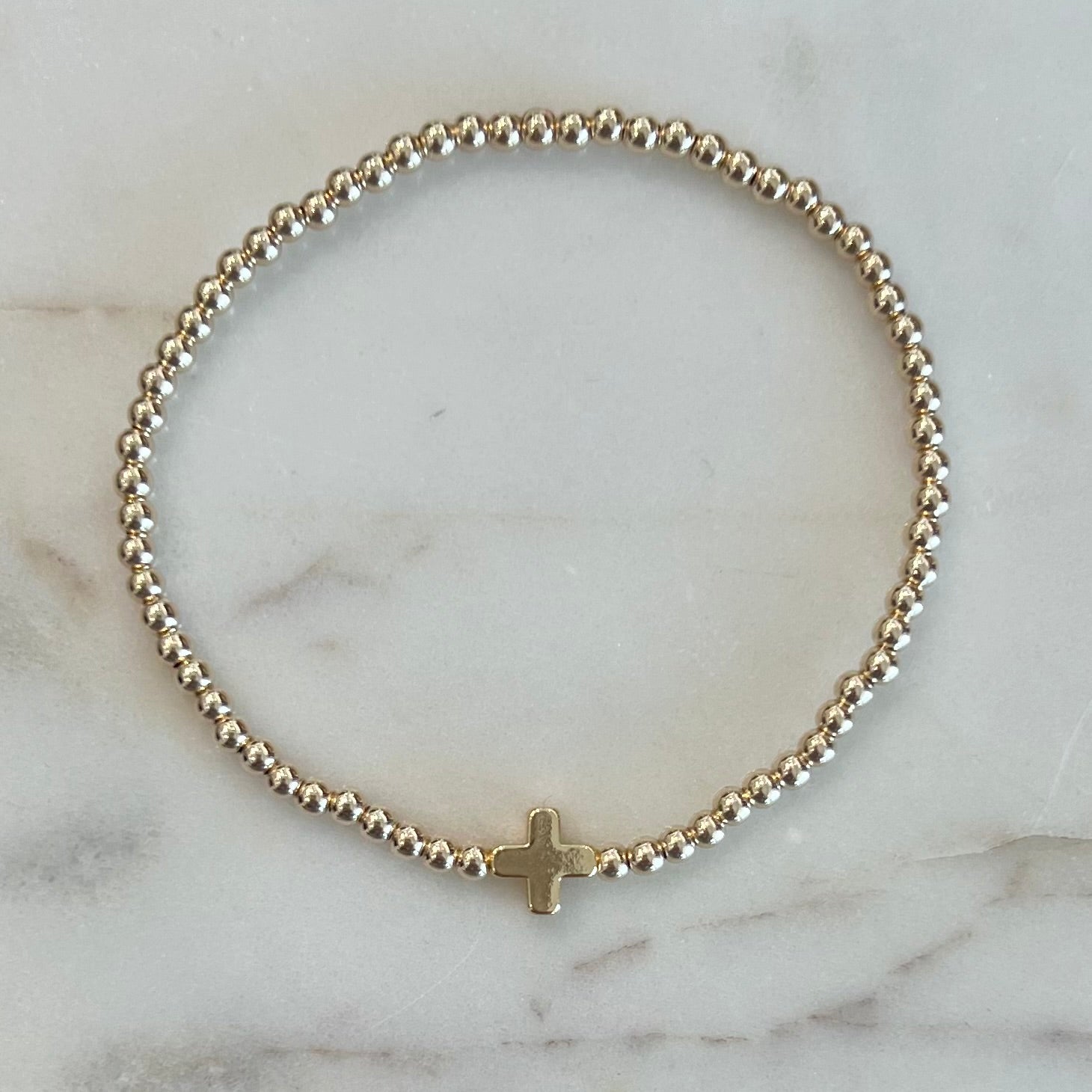 3mm Gold Filled Bracelet W/Cross