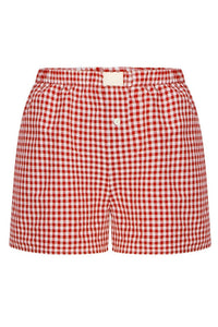 Checkered Print Shorts Red