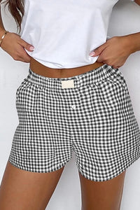 Checkered Print Shorts Black