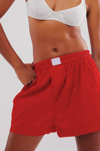 Elastic Waist Shorts Red