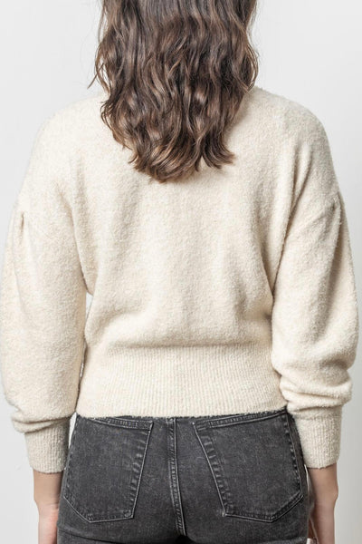 Pleated Sleeve Crewneck Sweater