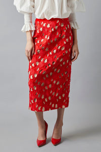 Cut Work Skirt Red