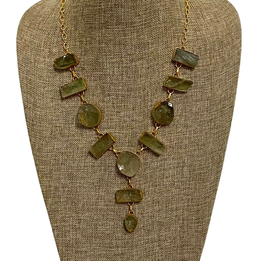 Necklace W/ Green Amethyst Druzy