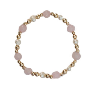 "LEELA" ROSE QUARTZ AND GOLD FILLED BALL BEADS BRACELET