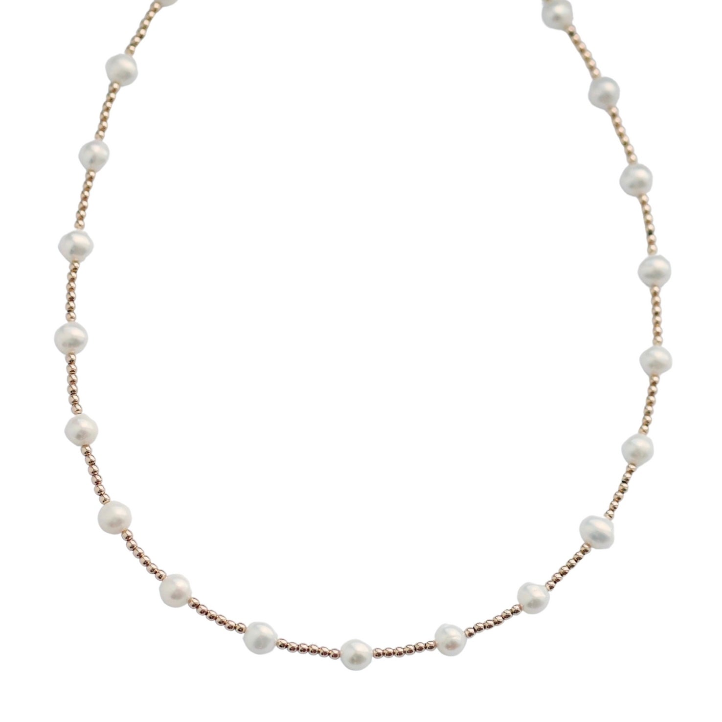 "BARA" 14K GOLD FILLED & PEARL BEADED CHOKER/NECKLACE