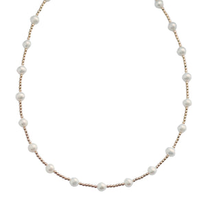 "BARA" 14K GOLD FILLED & PEARL BEADED CHOKER/NECKLACE