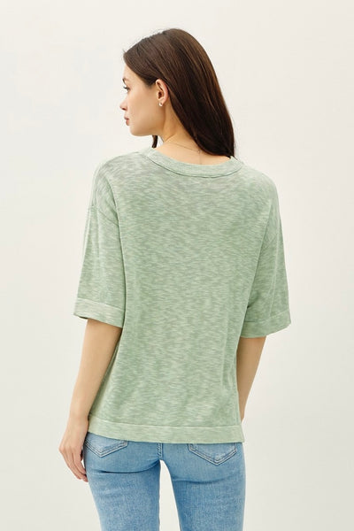 S/S Cotton Slub Sweater Top (Sage)