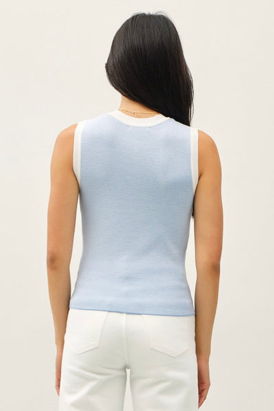 Pinstripe Sweater Tank (Sky)