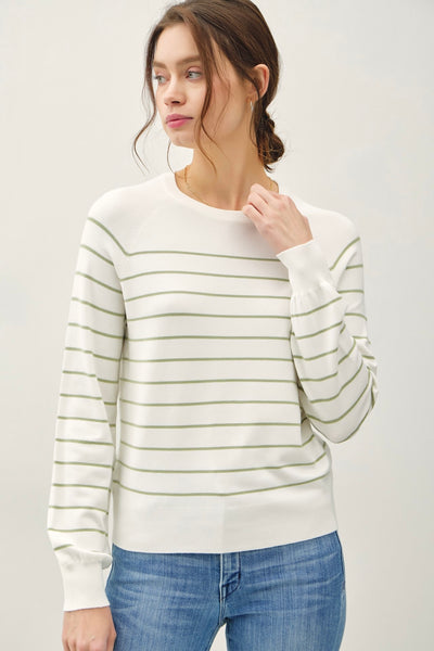 Striped L/S Sweater (Sage)