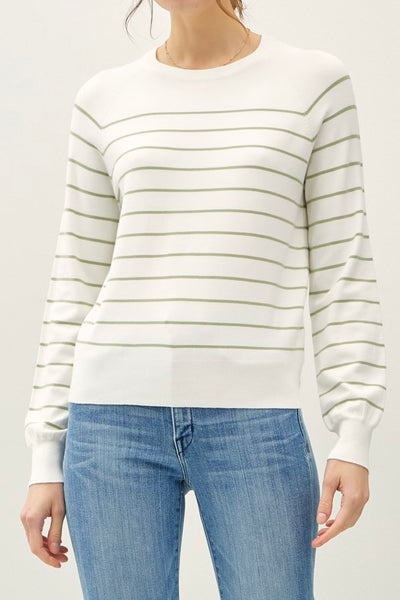 Striped L/S Sweater (Sage)