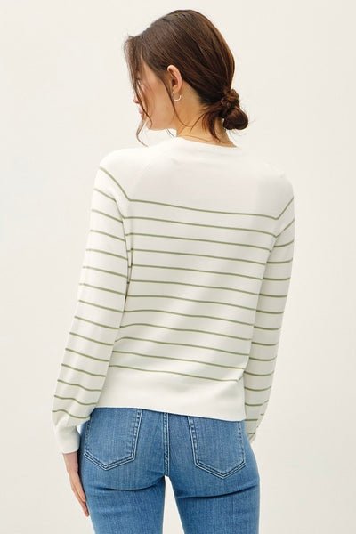 Striped L/S Sweater (Sage)