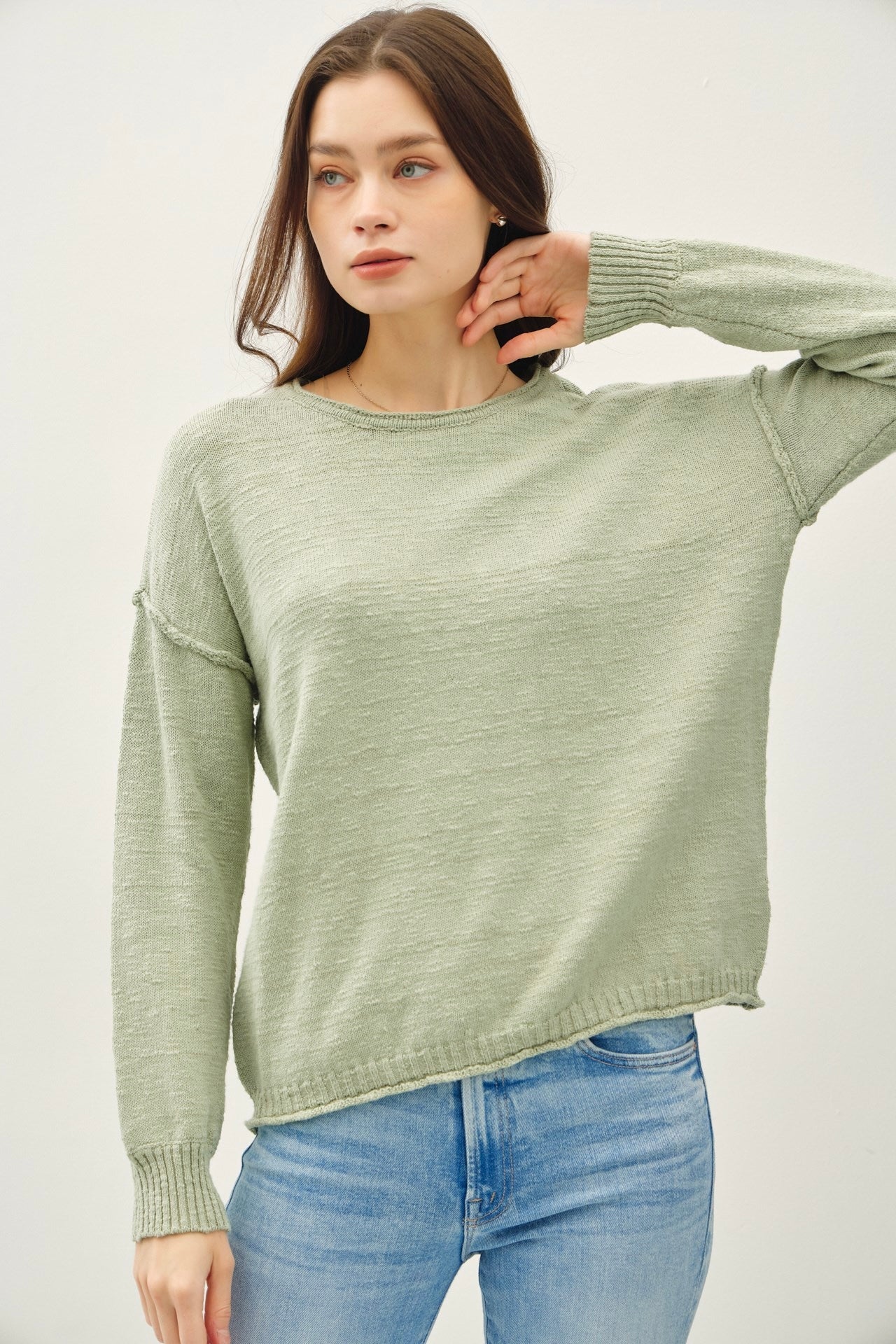 Boxy Cut Sweater (Sage)