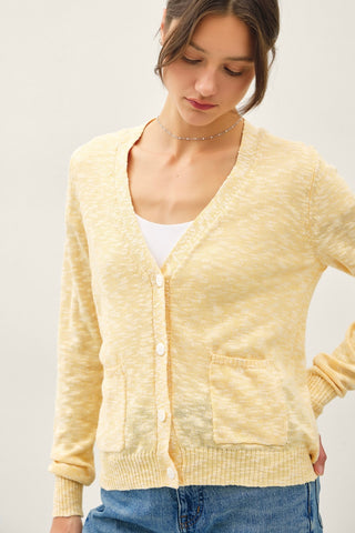 Varsity Cotton Slub Cardigan (Yellow)