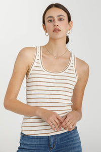 Ribbed Stripe Tank Top Mocha