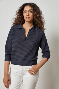 Scalloped Sweater (Navy)