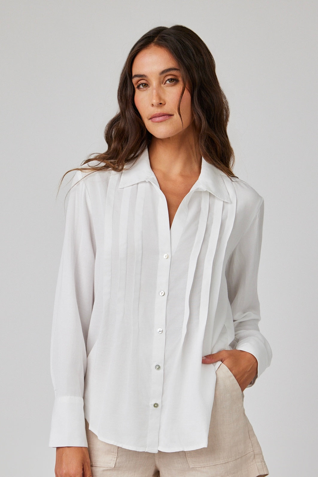 Pintuck Buttondown (White)