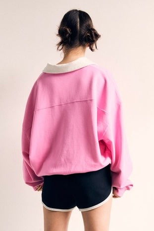 Collared Sweatshirt (Pink)