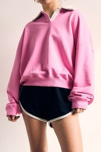 Collared Sweatshirt (Pink)
