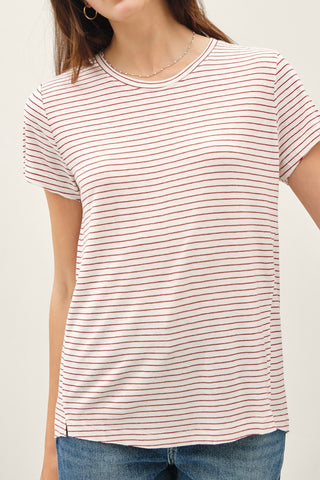 Striped Basic Tee (Cherry)