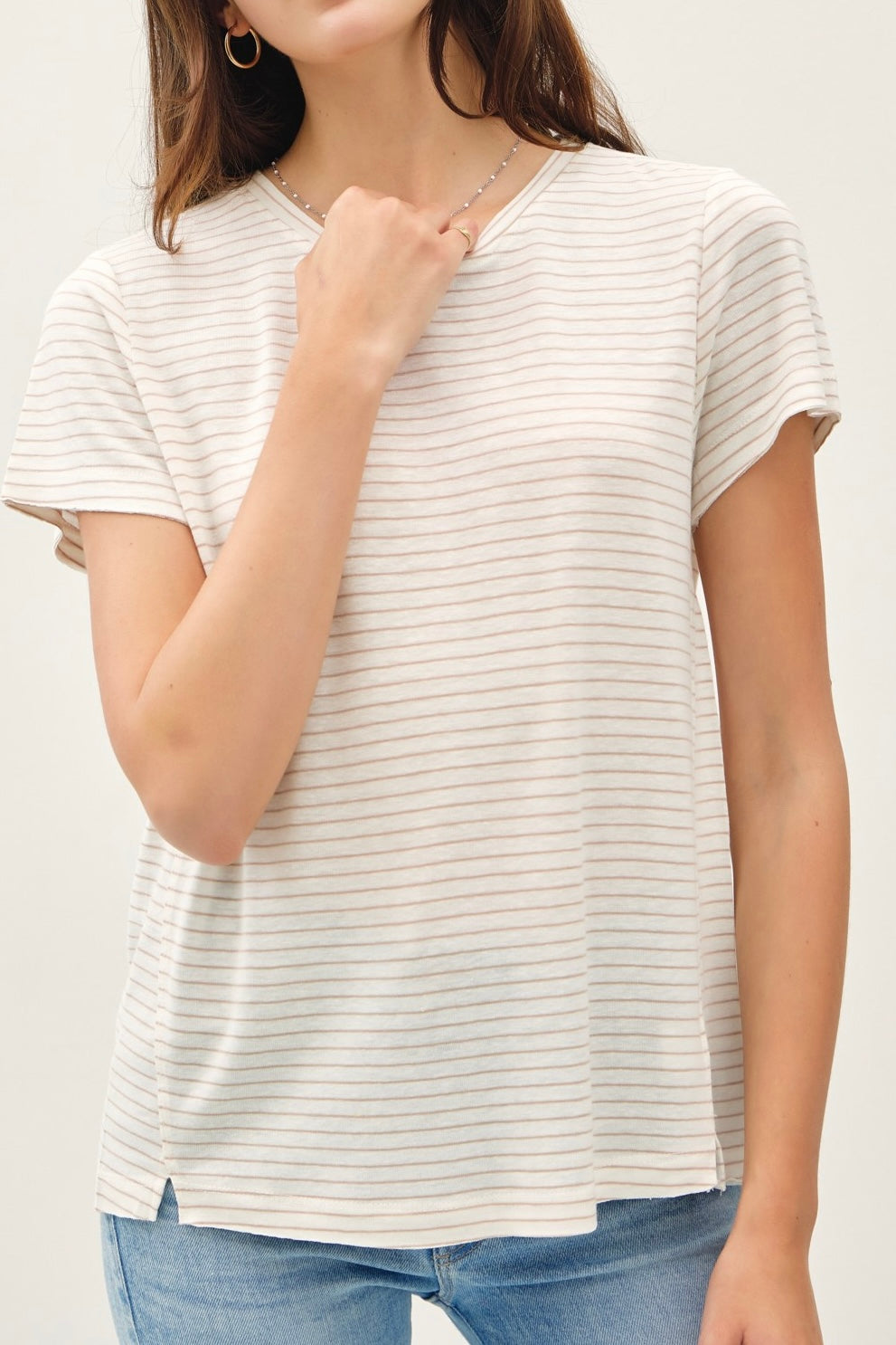 Striped Basic Tee (Mocha)