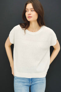 Cap Sleeve Sweater Tank Off white