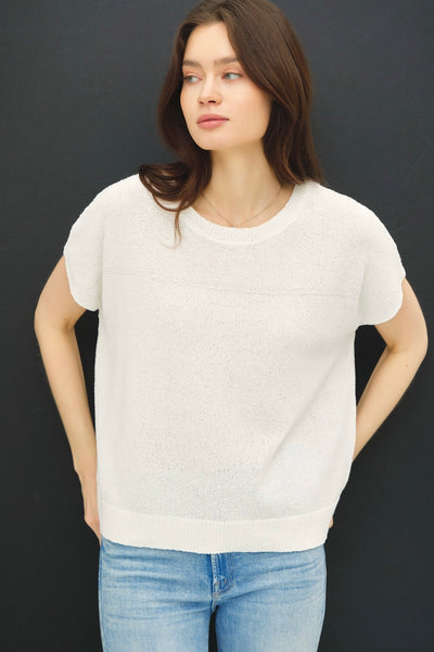 Cap Sleeve Sweater Tank Off white