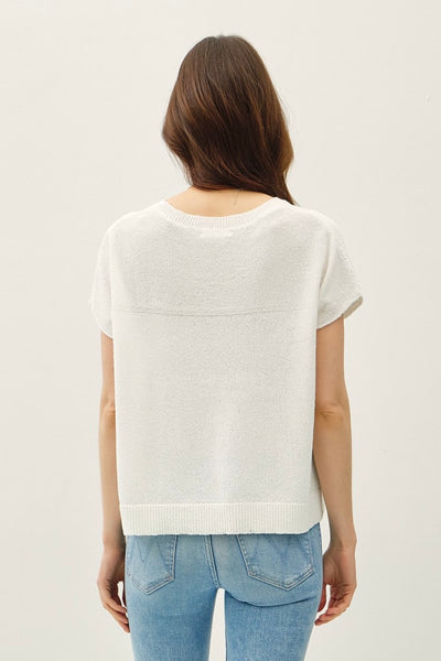 Cap Sleeve Sweater Tank Off white