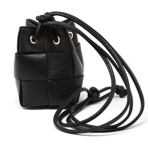 Leather Small Bucket Bag Black
