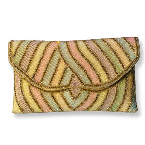 Pastel Beaded Clutch W/Crystal Beads