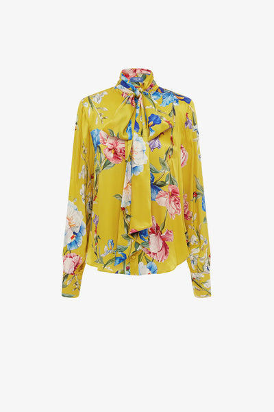 FREYA Tie Neck Silk Blouse