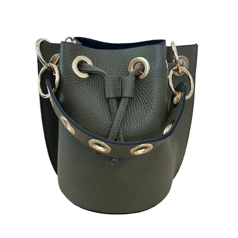 Leather Bucket Bag Olive
