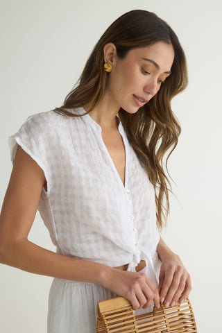 Tie Front Top White